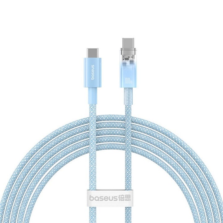 Adatkábel, Baseus, USB-C - USB-C, 2 m, kék