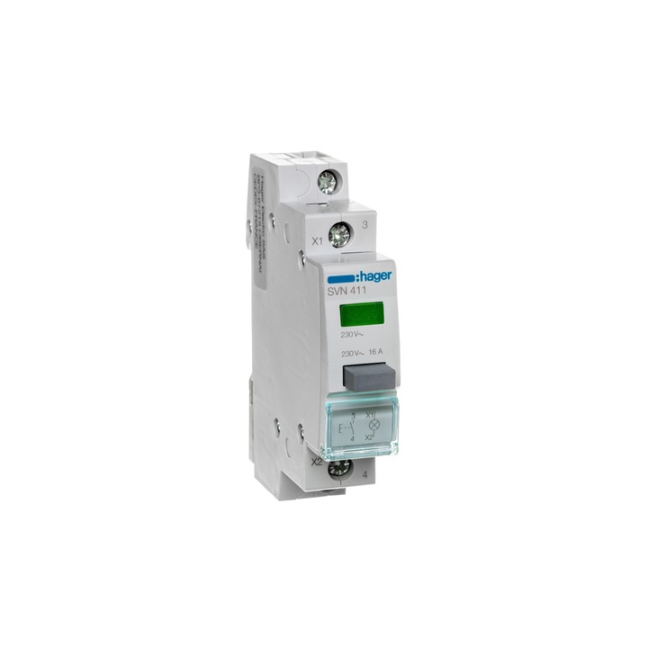 Buton comutator cu lumina verde 16A 1Z 230V