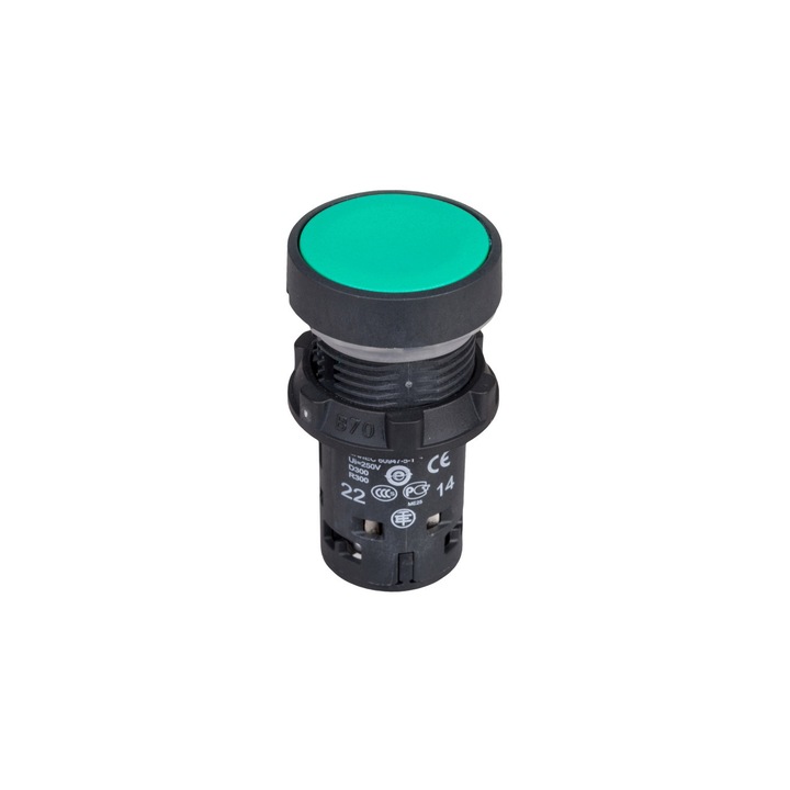 Buton de comanda 22mm, Schneider Electric, verde, IP65, cu revenire automata