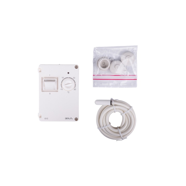 Termostat DEVIREG-610, 230V, 10A, IP44, Alb 140F1080