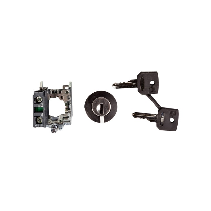 Intrerupator rotativ Schneider Electric XB4, 2 pozitii, 22mm, negru, fara auto-revenire