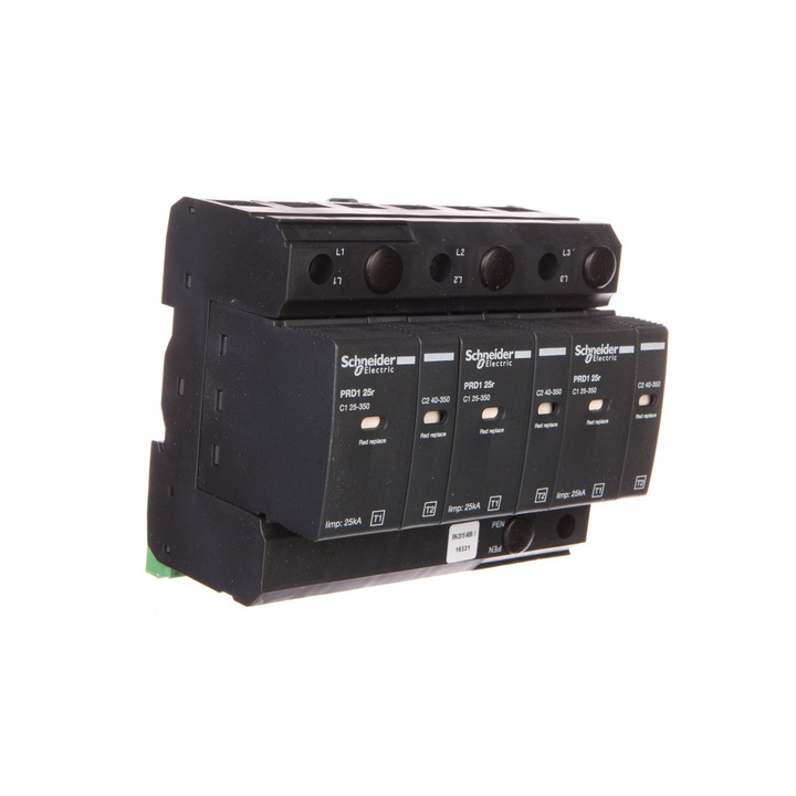 Protector de supratensiune, Schneider, PRD1 25R 3P 25KA, gri antracit, 9mm x 90mm x 108mm