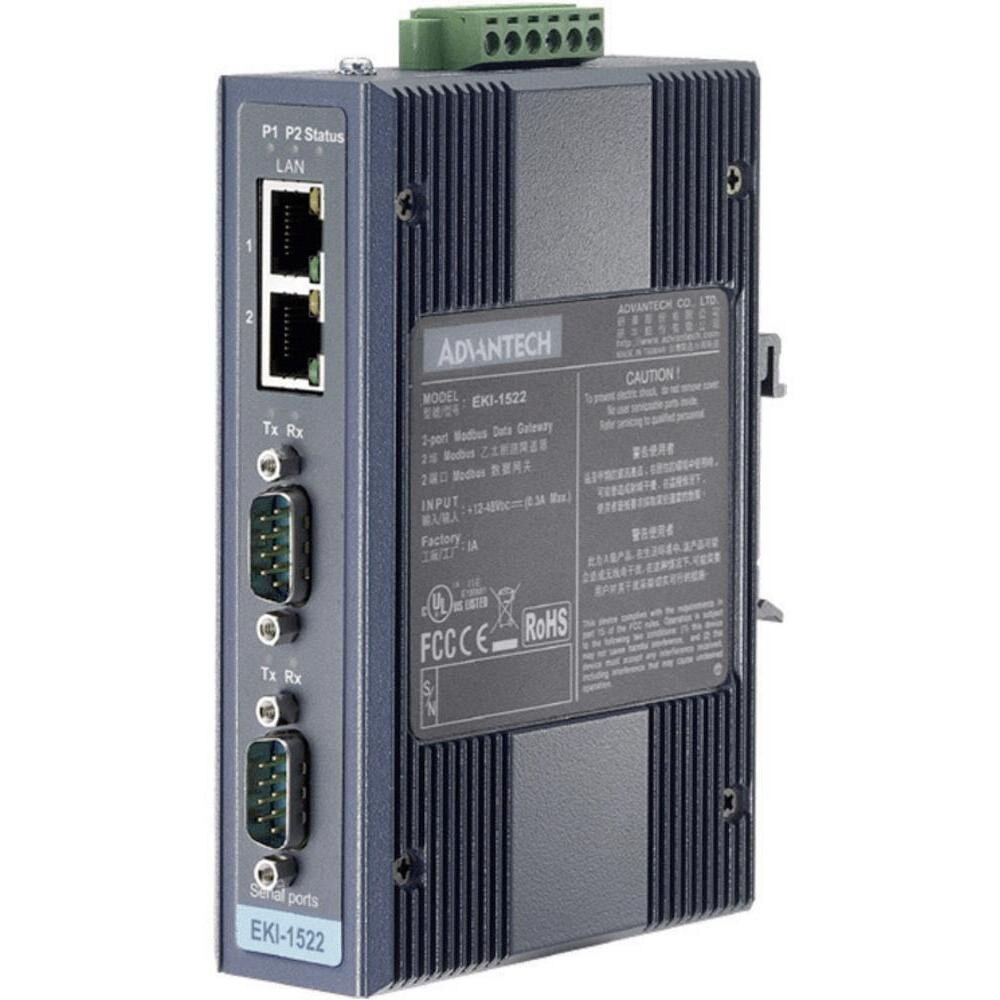 EKI-1522, Serial Device Server, 2-Port RS-232/422/485 Redundant Ethernet, Advantech, -10~600C