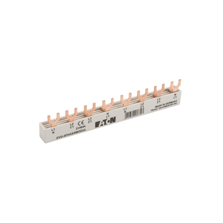 Sina de conexiune, Eaton, 63A, 10mm, 8 module, Gri