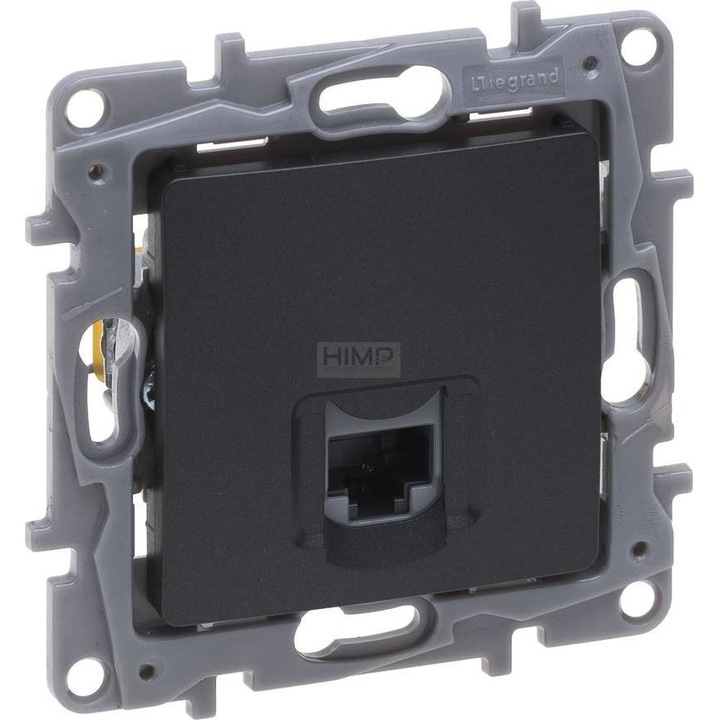 Capac cadru, Legrand, RJ45, cat. 5 UTP, Argintiu/Negru