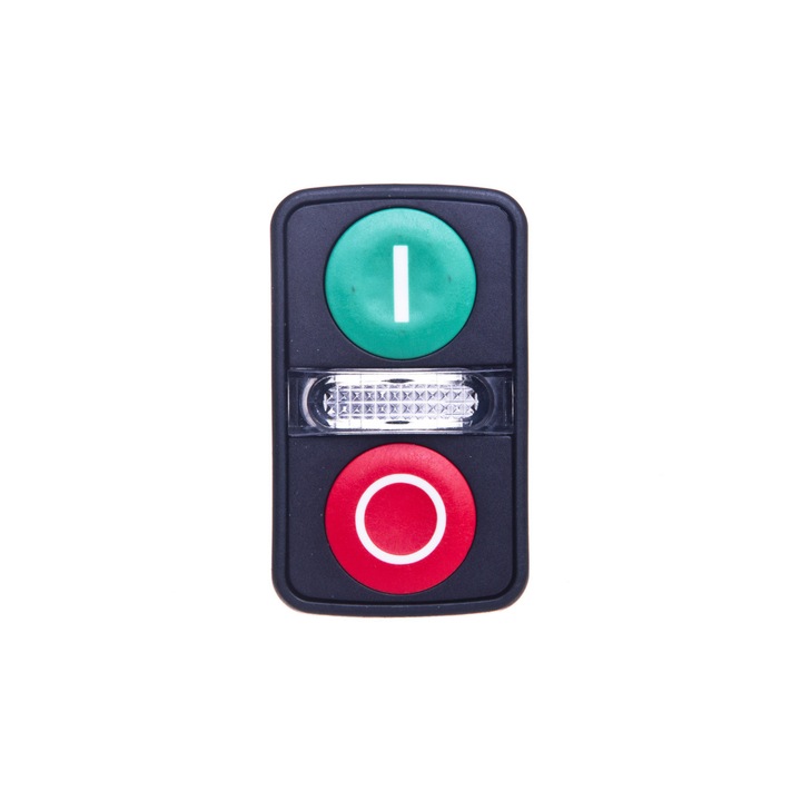 Buton dublu verde/rosu /OI/ cu lumina de fundal si autoretur, Schneider Electric, Negru