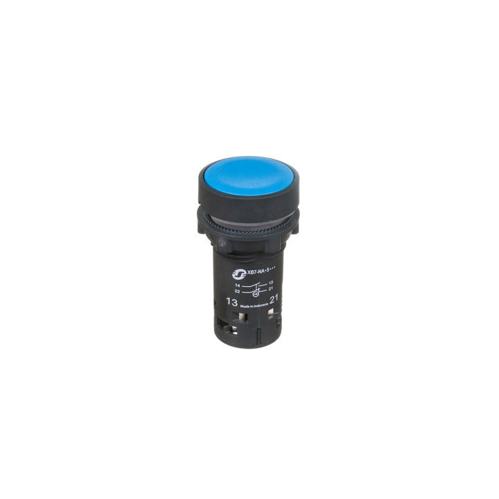 Buton de control cu revenire cu arc, 1Z 1R, 22 mm, albastru