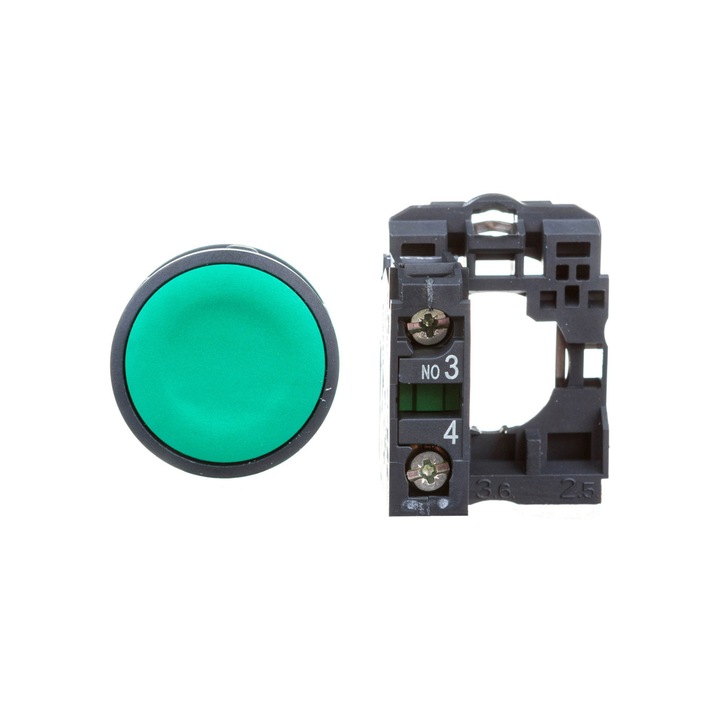 Buton de control 22mm verde 1Z 0R cu revenire cu arc