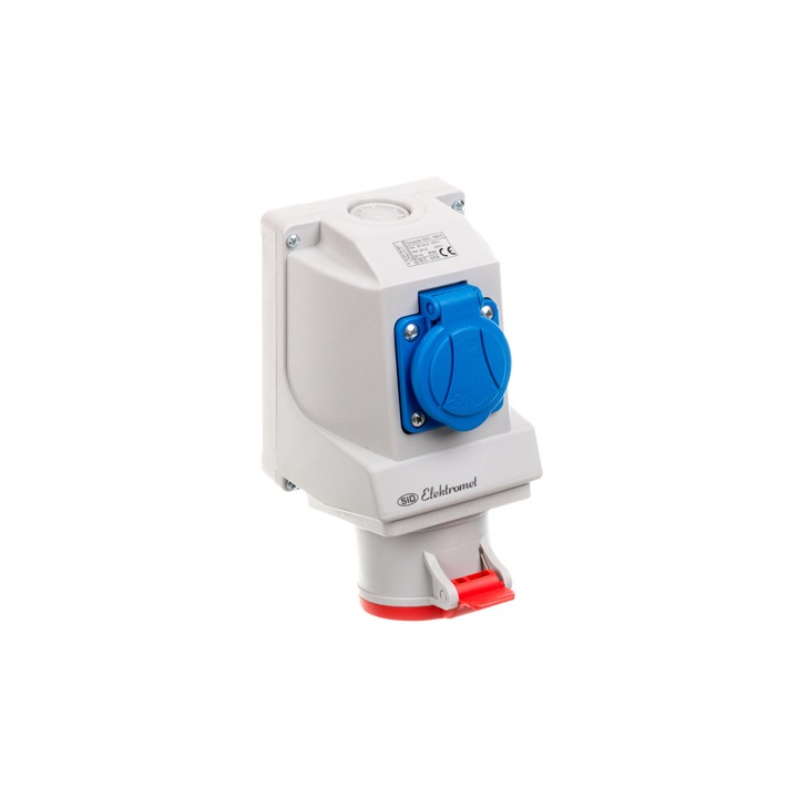 Фиксирани контакти COMBI Elektromet, 5 полюса, 16A, 400V червен / 230V син, IP44, 921840