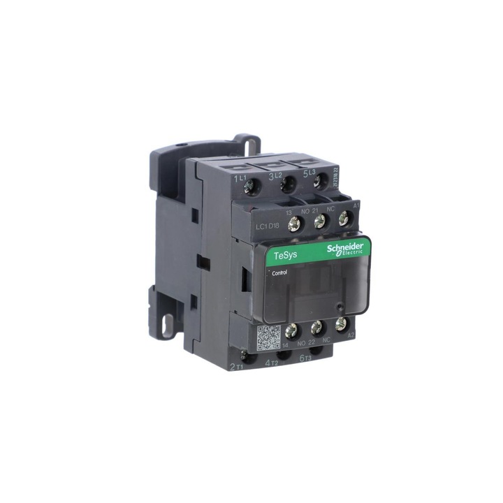 Tápkontaktor, Schneider, TeSys Deca, 18A, 3P, 110V, AC, 1NO, 1NC
