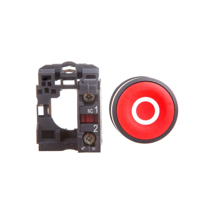 Buton de control 1R cu revenire cu arc, 22 mm, Rosu