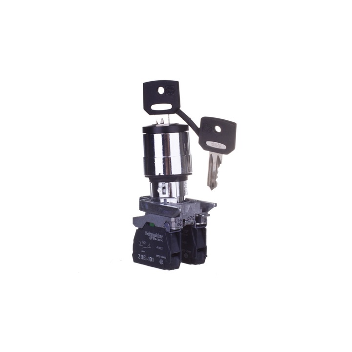 Comutator rotativ, Schneider Electric, 3 pozitii, 22mm, metal cromat, 2NO, 47x30x86mm