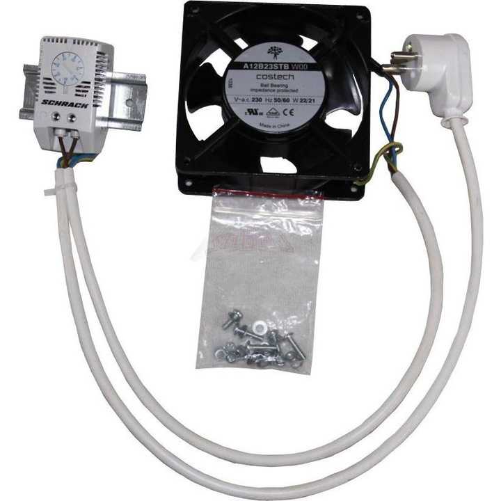 Ventilator cu cablu si termostat, 120x120mm, Negru