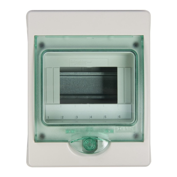 Модулен шкаф Kaedra, Schneider Electric, 6 модула, 63A, IP65, светло сив/зелен