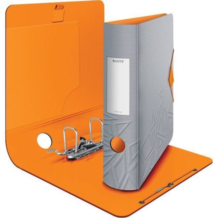 Biblioraft, Leitz, A4, 82 mm, Gri/ Portocaliu