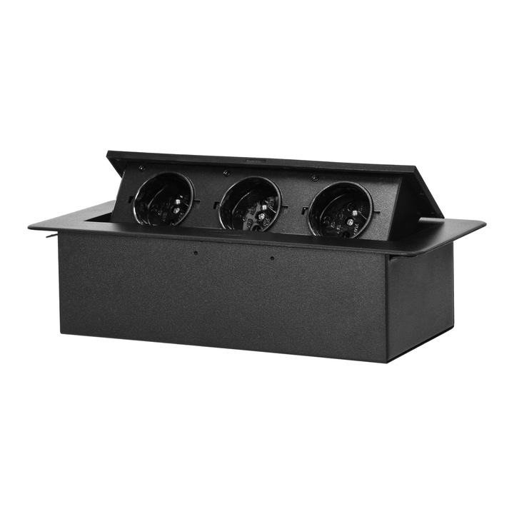 Priza pentru mobila incastrata, Orno, 3x2P+Z, Grafit