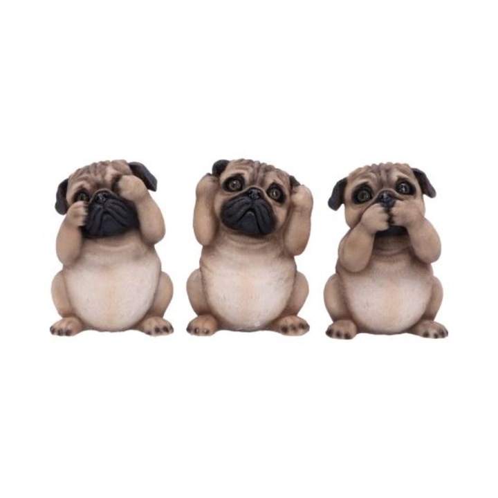 Set de 3 jucarii de plus Pug, Nemesis Now, 8.5cm