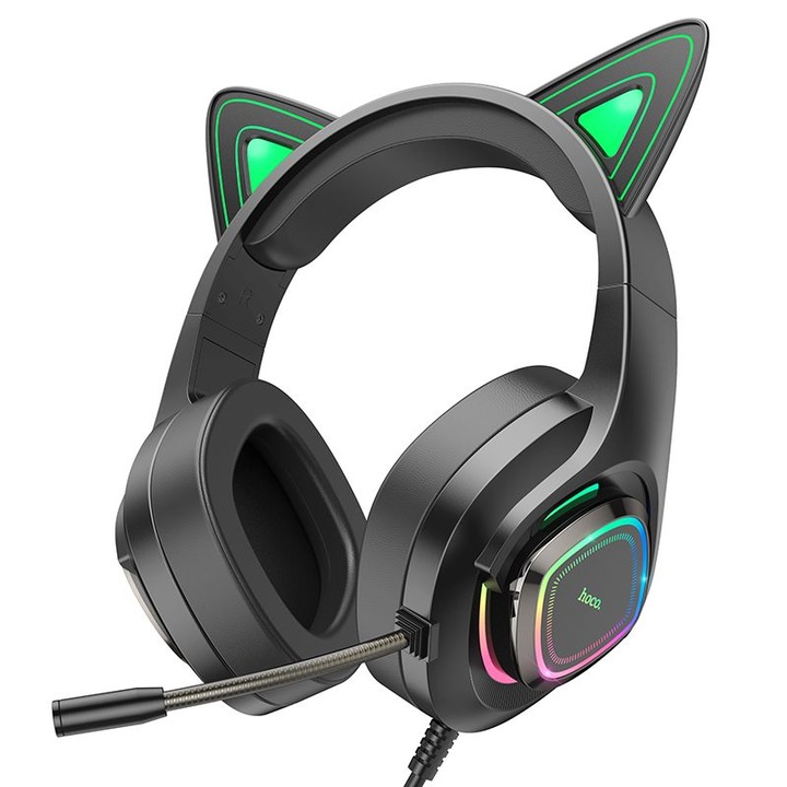 Слушалки Gaming Hoco, USB-A, 2 м, Черен