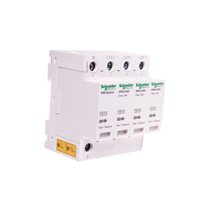 Descarcator de supratensiune, Schneider, 4P 8kA 1.1kV 350V iPRD A9L08600, Alb