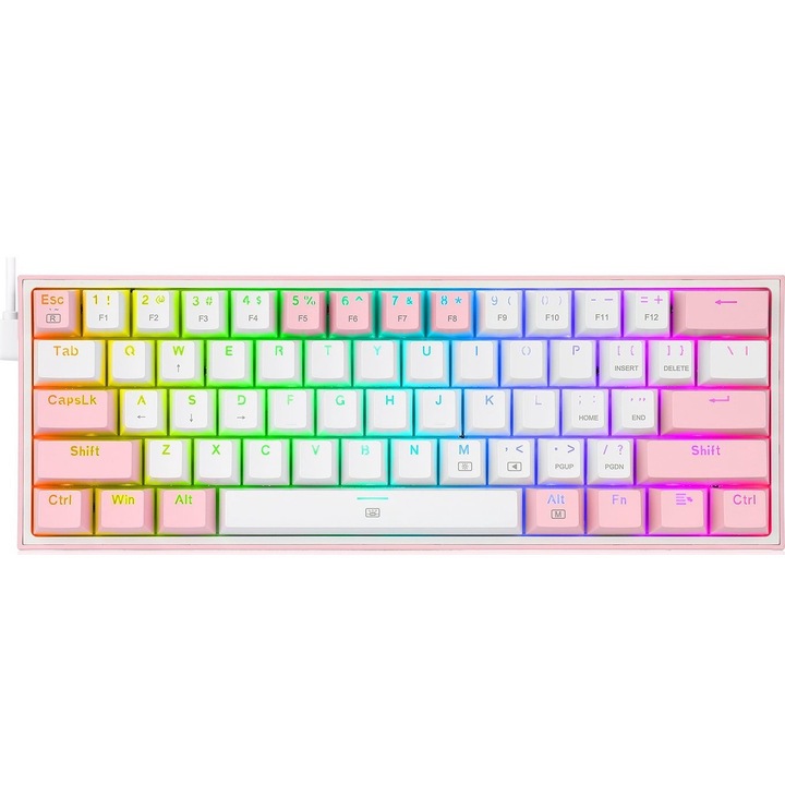 Tastatura, Redragon, FIZZ K617, Comutator RGB cablat, Multicolor