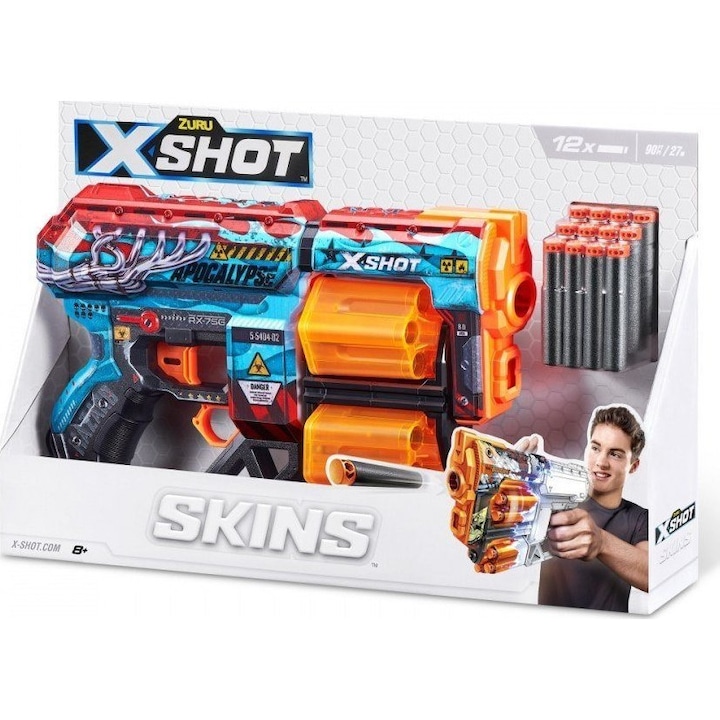 Pistol de jucarie, X-Shot, 12 sageti, Multicolor