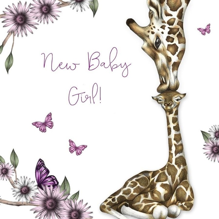 Felicitare, "New baby girl", cu cristale Swarovski