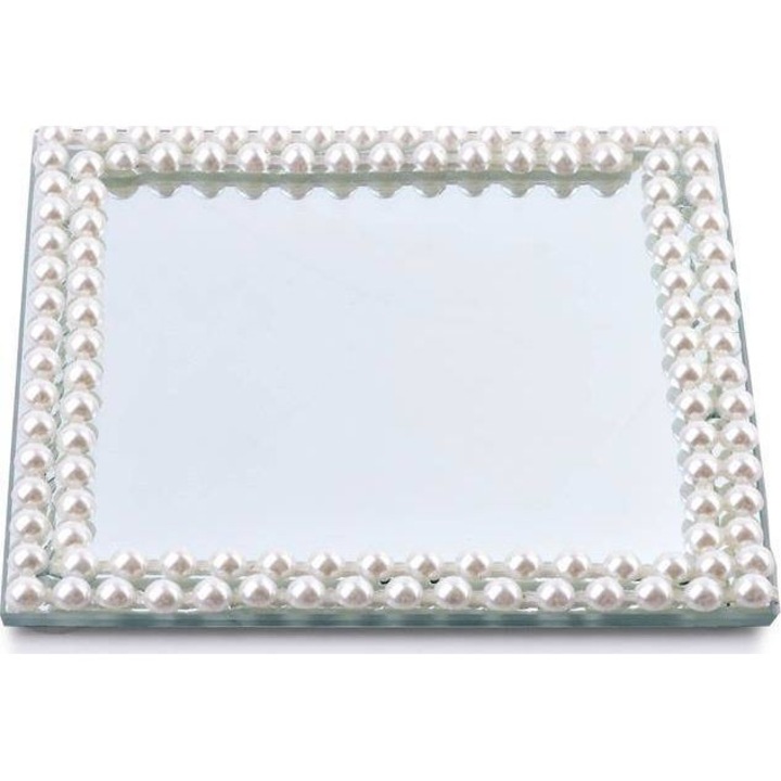 Dekoratív tányér, Affek Design, ezüst, 15x15xh1cm