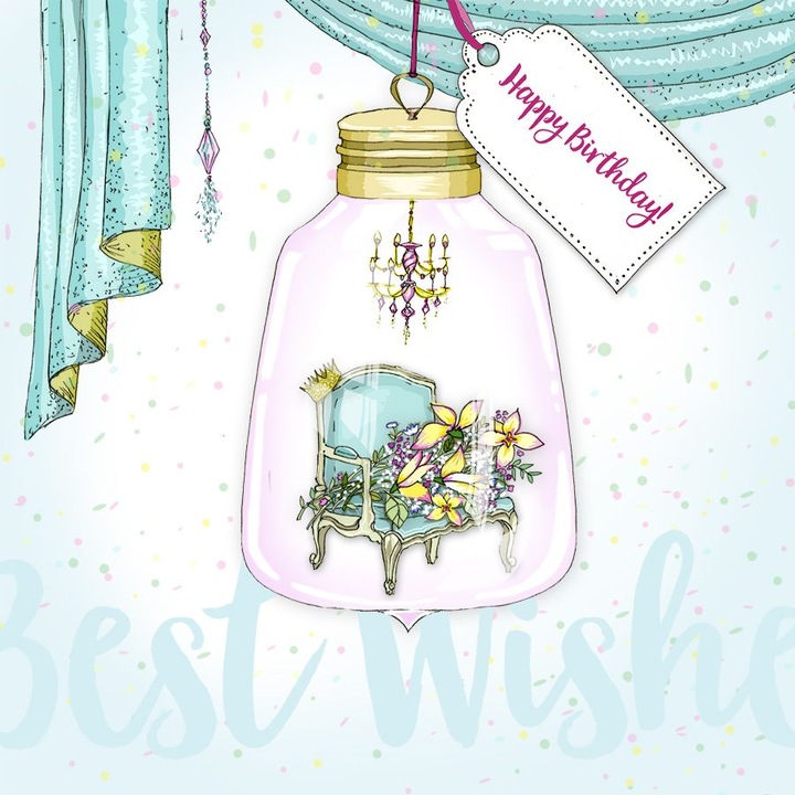 Felicitare fara text cu plic, cu cristal Swarovski, Multicolor