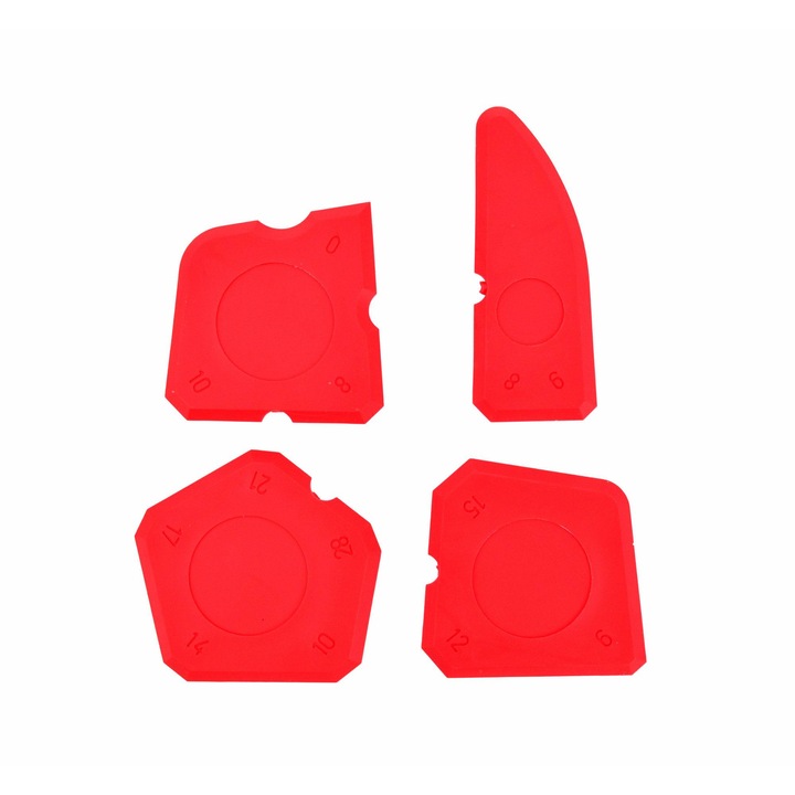 Set 4 spatule din silicon, AwTools, Rosu