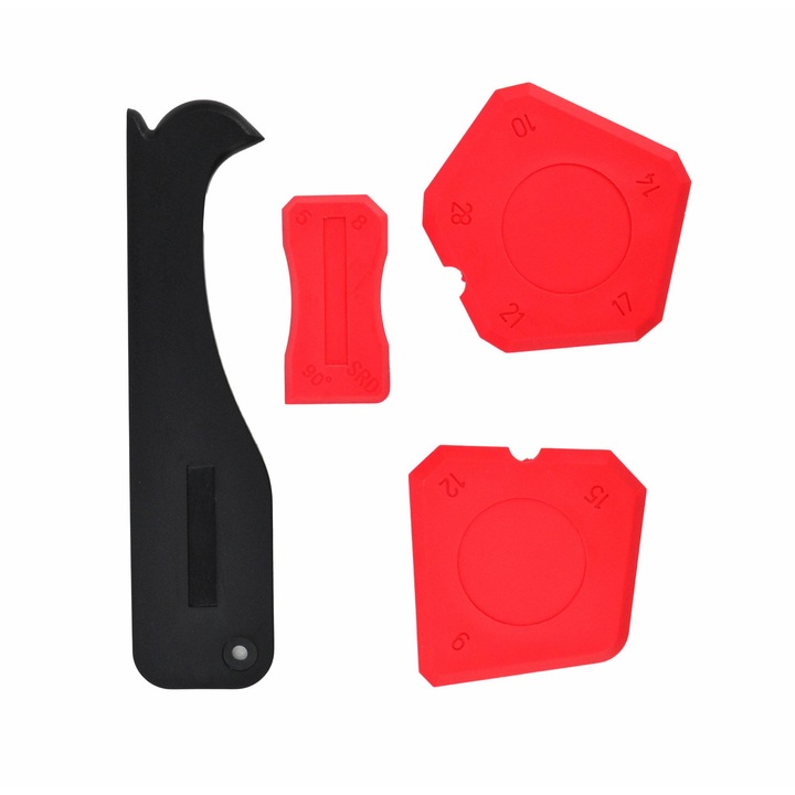 Set 4 spatule pentru silicon, AwTools, Rosu/Negru