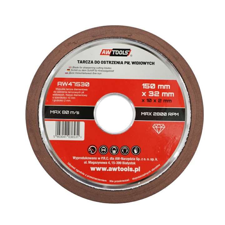 Gyémánt tárcsa fűrészlapok élezéséhez, AwTools, 150x32mm, Multicolor