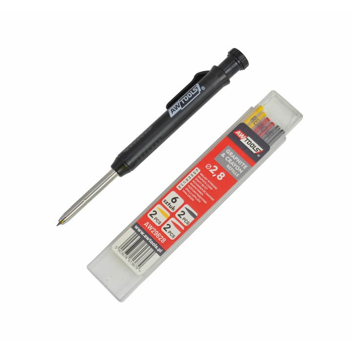 Комплект от 6 химикалки и пълнители за моливи, AwTools, HB