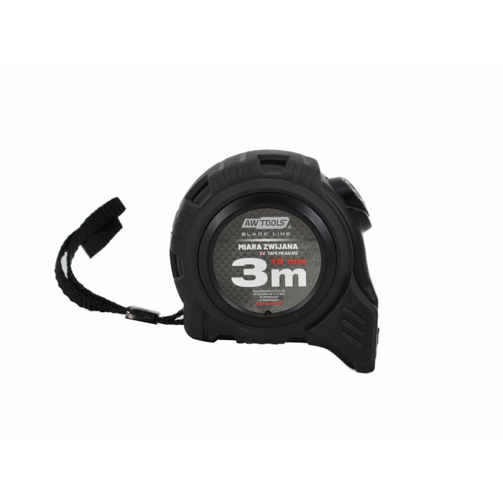 Ruleta, AwTools, ABS, 3m/ 19mm, Negru