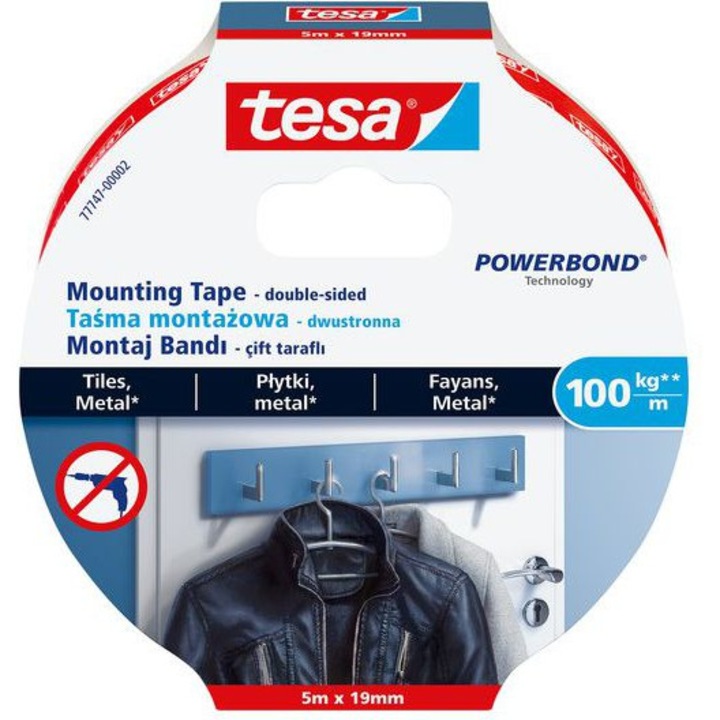 Монтажна лента за плочки/метал Tesa 100кг/м