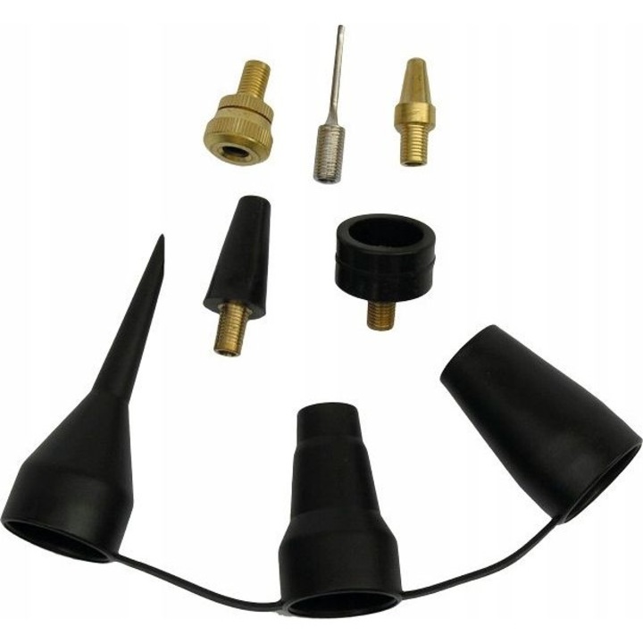 Set 8 accesorii pompa umflat, Adler, Negru/ Auriu
