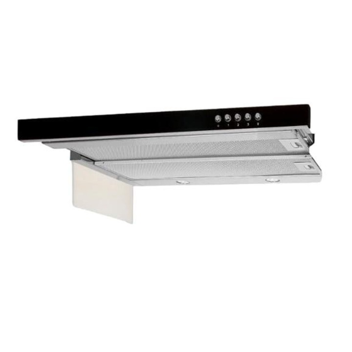 Аспиратор за вграждане, Akpo WK-7 Light Glass 60, 289 m2/h, Неръждаема стомана, Сребрист/Черен