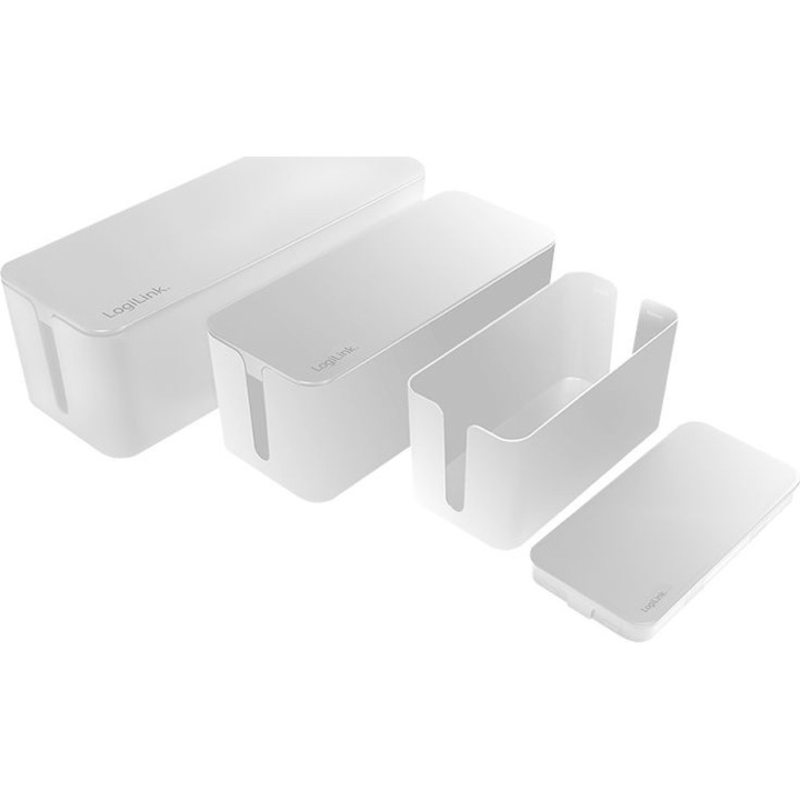 Комплект от 3 кабелни кутии, LogiLink, Бяла