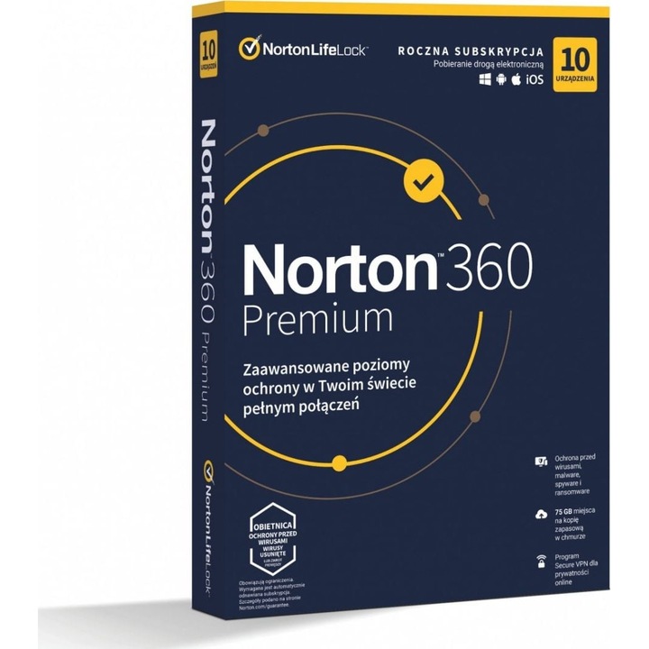Licenta antivirus Norton 360 Premium, 10 dispozitive, 12 luni