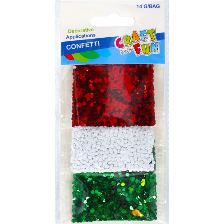 Set 3 pachete de confeti, Craft with Fun, Plastic, Multicolor