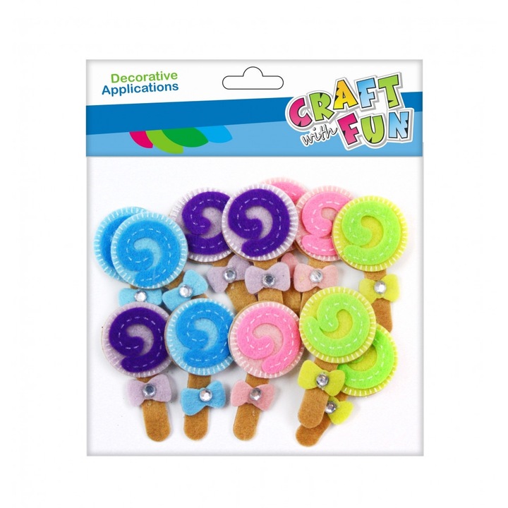 12 Acadele decorative din fetru autoadezive, Craft with Fun, Multicolor