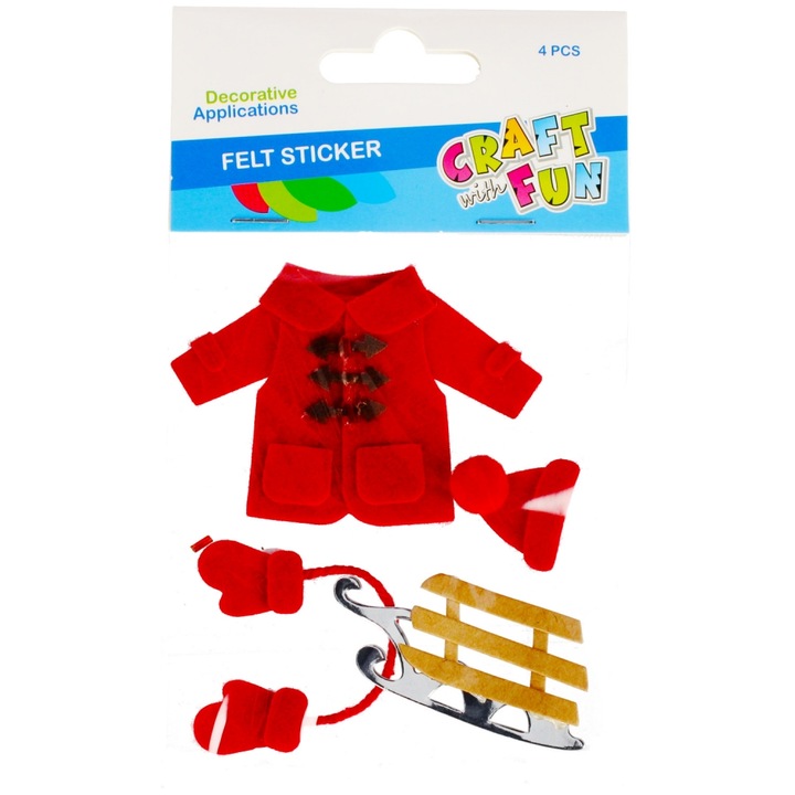 Decor pasla autoadeziv atribute de iarna 4 buc