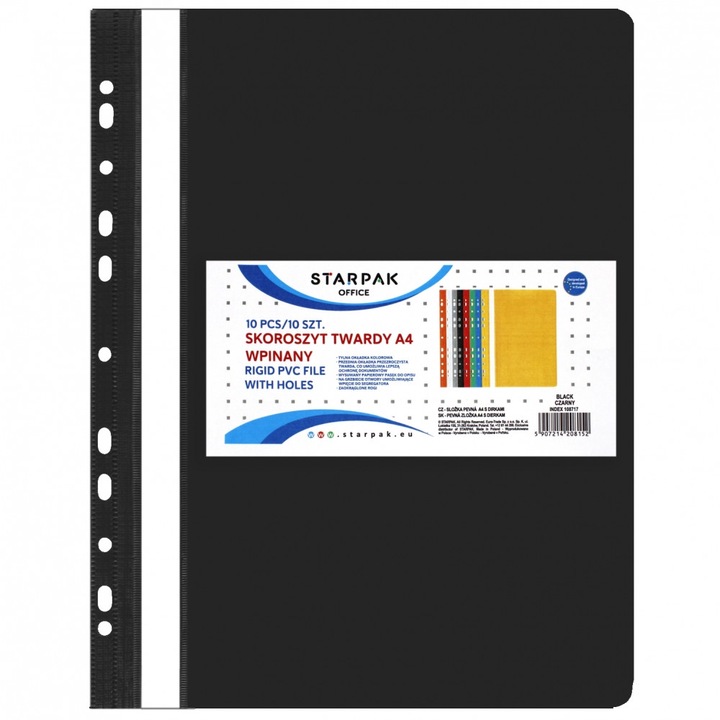 10 db Starpak mappa készlet, fekete, A4, PVC