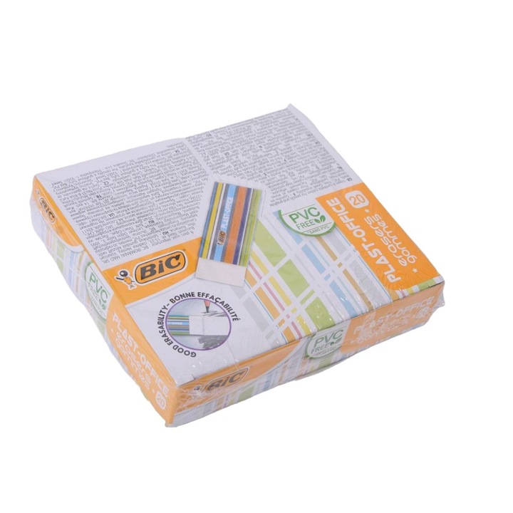 Set 20 radiere Bic, PVC, Alb