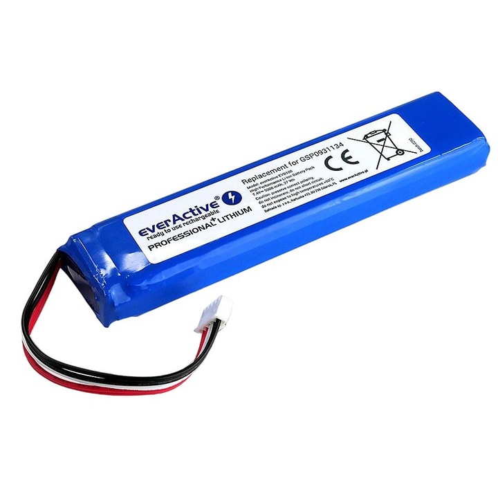 Baterie pentru boxa JBL, everActive, Litiu-ion, 7,4 V, 5000 Ah, 45x25x155 mm, Albastru