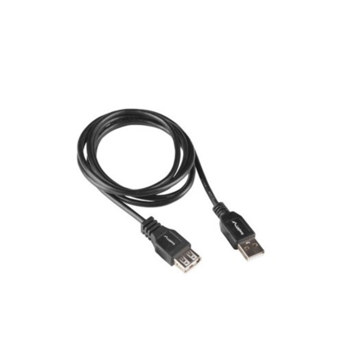 Adatkábel, Lanberg, USB 2.0, dupla árnyékolású, 1,8 m, fekete