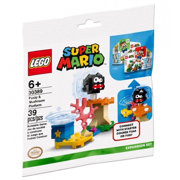 Super Mario Fuzzy Platform and Mushrooms Разширителен комплект, 30389, LEGO