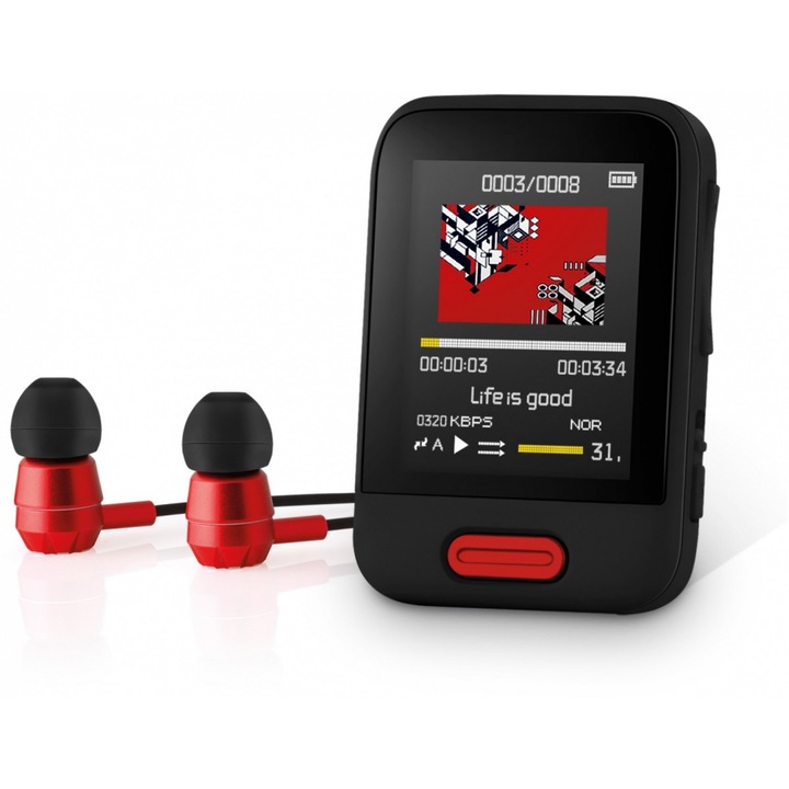 MP3 lejátszó, Sencor, SFP, 16 GB, Bluetooth, fekete/piros