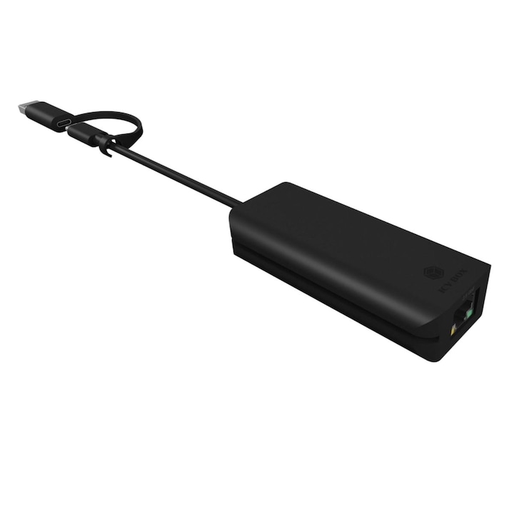 Placa retea, Icy Box, USB 3.0, Negru
