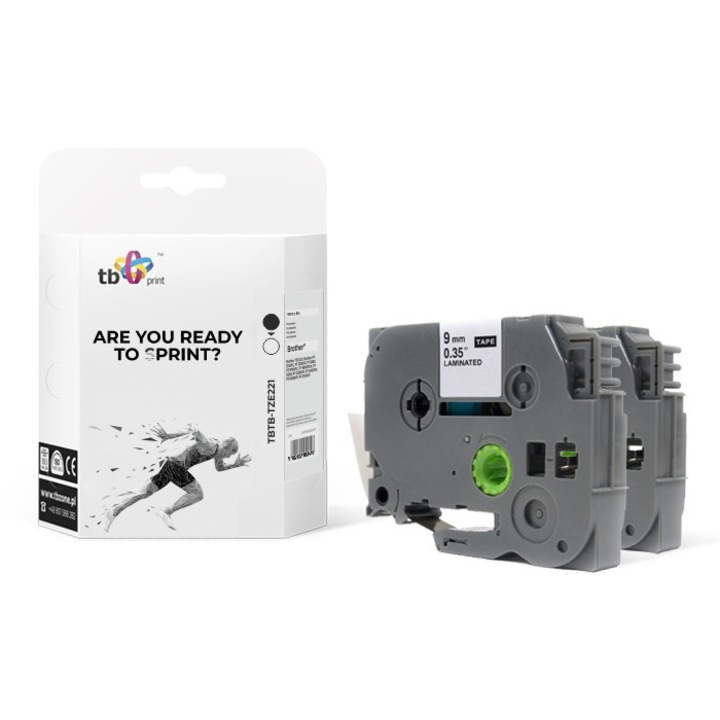 Печатаща лента, TB Print, 9x8mm, 2 броя, Черна