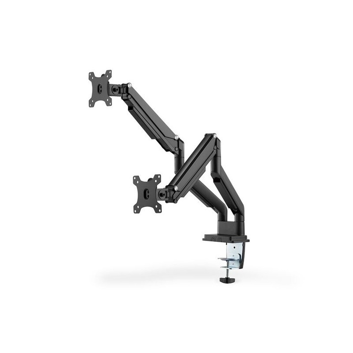 Digitus DA-90395 Universal Dual Monitor Mount With Gas Spring And Clamp Mount Black, 177835, Fali-, monitor-, projektortartó
